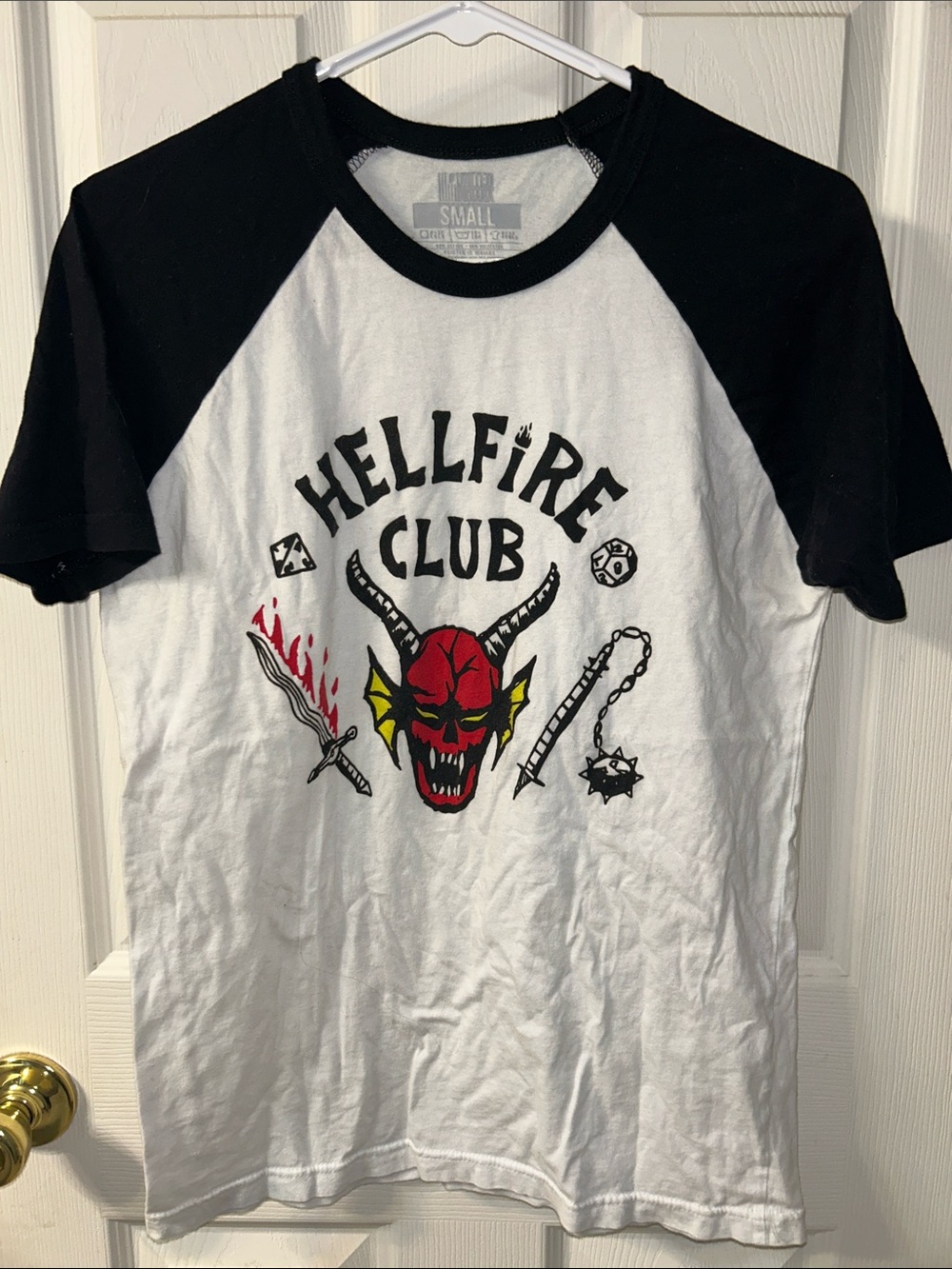 Limited Too Black and White Raglan 'Hellfire Club' Graphic Tee
